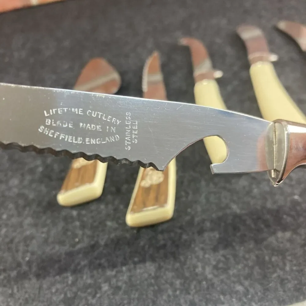Vintage Lifetime Cutlery 7‎ Pc Set Sheffield England Stainless Steel Retro